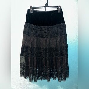 Cynthia Steffe Black Lace A-Line Skirt